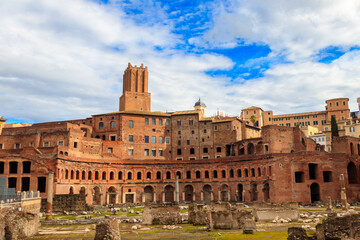 Fototapeta premium Trajan's Market (Mercati di Traiano) is a large complex of ruins in the city of Rome, Italy