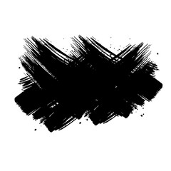 Ink brushstroke and paintbrush brush stroke template with splashes grunge. Vector black brush stroke or transparent png.