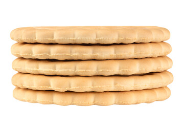 A pile of shortbread cookies isolated on a transparent background.