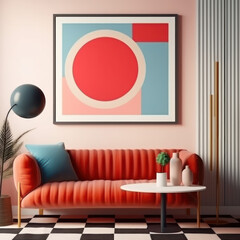 Cozy minimalist room with a bold pop art poster
