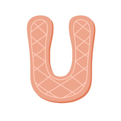 Letter U Alphabet ginger bread cookie pink christmas vintage retro groovy doodle font