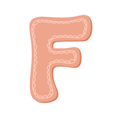 Letter F Alphabet ginger bread cookie pink christmas vintage retro groovy doodle font
