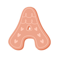 Letter A Alphabet ginger bread cookie pink christmas vintage retro groovy doodle font