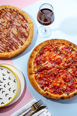 italian traditional pizza on a colored background