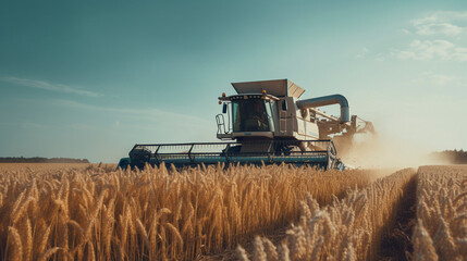 Obraz premium Bountiful Ballet: Wheat Fields in Harvest Waltz, Generative AI