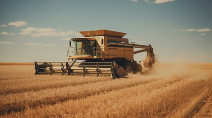 Fototapeta premium Agricultural Euphoria: Wheat Thresher's Ballet, Generative AI