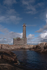 Bengtskar lighthouse over the coast of the Baltic sea