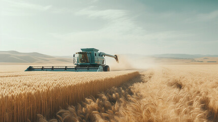 Fototapeta premium Gold Rush: Capturing Wheat's Rich Harvest, Generative AI