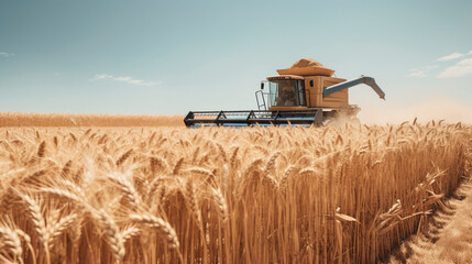 Agrarian Beauty Unveiled: Wheat Harvest Radiance, Generative AI - obrazy, fototapety, plakaty