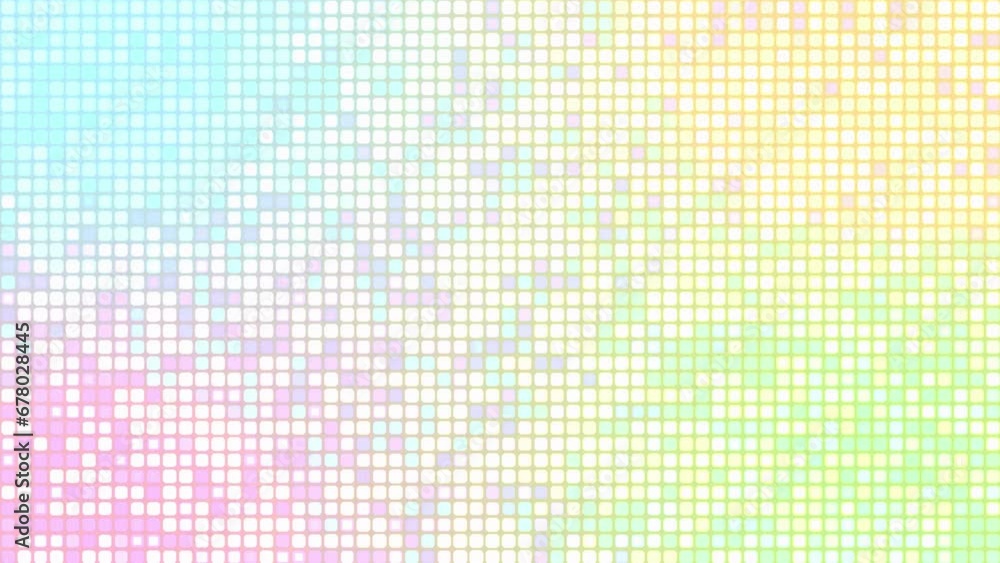 Wall mural four pastel-colored square dots blink and move irregularly on a 4k loop background.