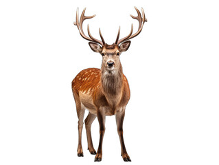Alert Deer Standing Isolated on Transparent or White Background, PNG