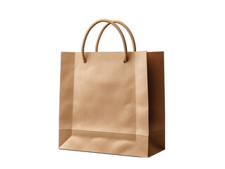Flat Paper Bag Standing Upright Isolated on Transparent or White Background, PNG