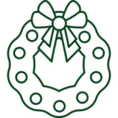 Christmas Wreath Line Icon