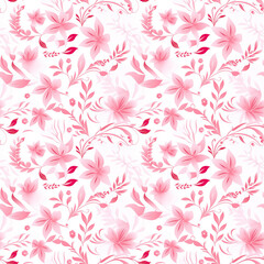 Seamless pattern background of pink flower. 