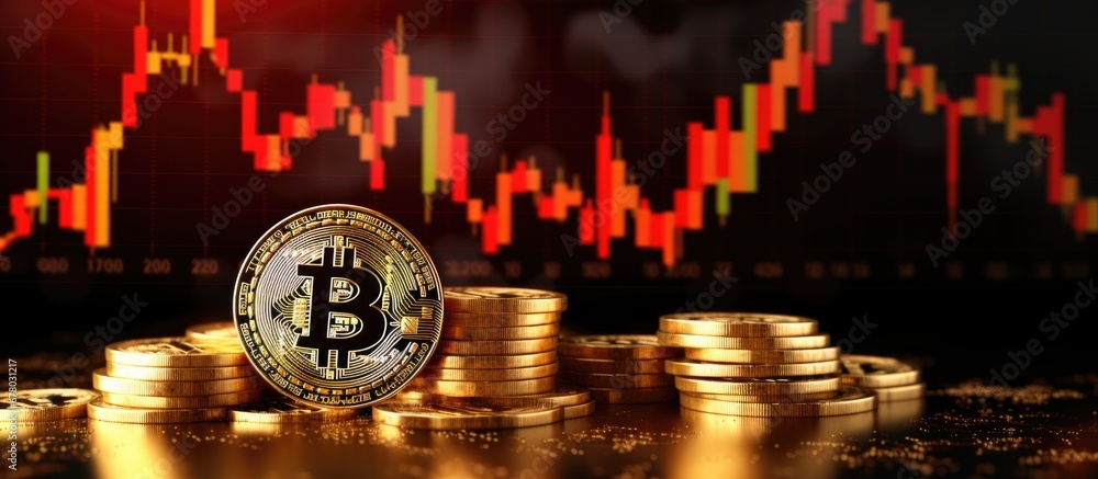Poster crypto market crash during global recession depicted by a red line on chart copy space image place f