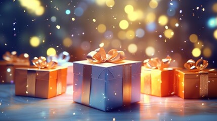Boxing Day background, gift boxes of various colors and sizes, holiday sales promotional illustrations,generated with AI.