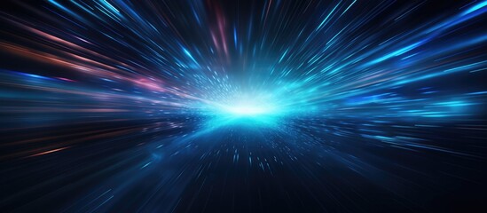 Fototapeta premium Digital background with exploding data and fast moving lights Copy space image Place for adding text or design