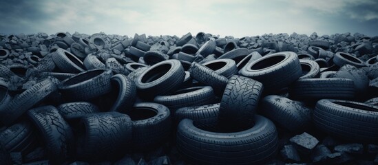 Disposing of used car tires Copy space image Place for adding text or design - obrazy, fototapety, plakaty