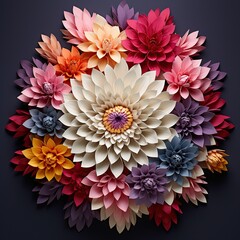 close up illustration view of a colorful bunch of flower AI generated