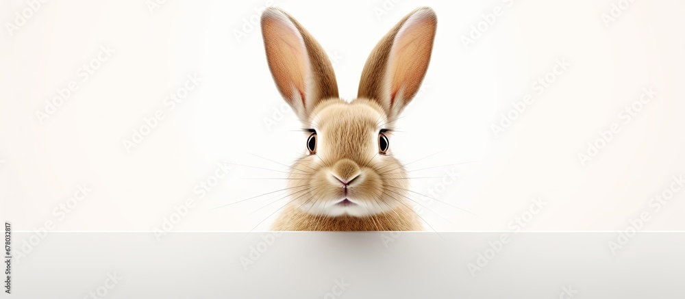 Aufkleber cute bunny face isolated on white background copy space image place for adding text or design