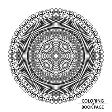 Easy Ornamental Mandala Design of Coloing Book Page for Adults