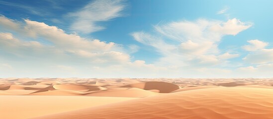 Fototapeta na wymiar Desert landscape with sand and sky Copy space image Place for adding text or design