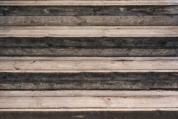 Close up of vintage wooden stair, selective focus wooden step.