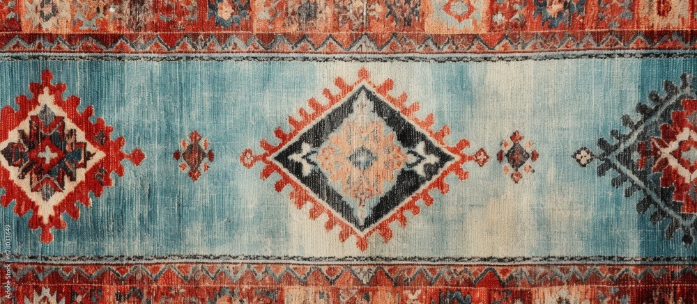 Poster ethnic patterned rug with fabric texture and grunge boho background illustration copy space image pl