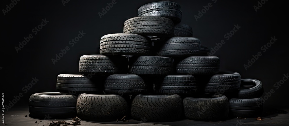 Poster disposing of used car tires copy space image place for adding text or design