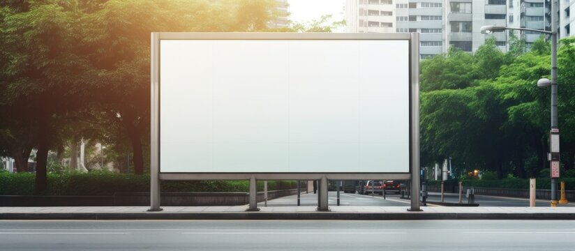 Empty billboard for text info board on road mockup banner on bus stop outdoor poster Copy space image Place for adding text or design