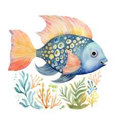 watercolor sea animal aquarium clipart