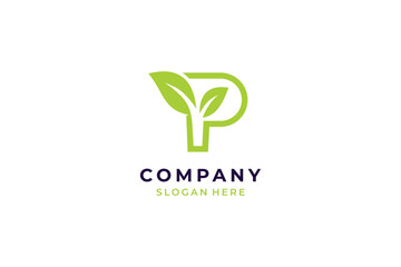 Letter P leaf logo