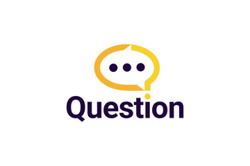 Creative chat bubble with question symbol ask logo design
