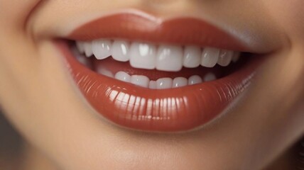 close-up portrait of a smiling female lip, AI generated, background image