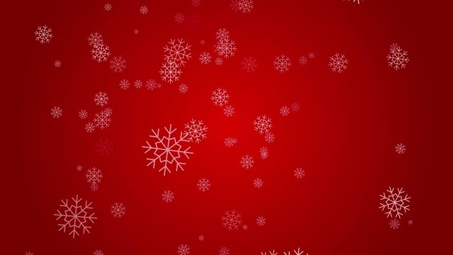 Christmas Falling Snowflake Particle Background Stock Video. Snow Flakes in the red gradient background for winter and christmas event