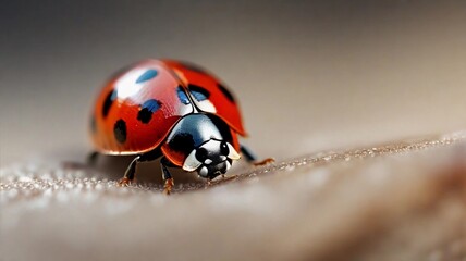 close-up portrait of ladybug against textured background with space for text, AI generated, background image