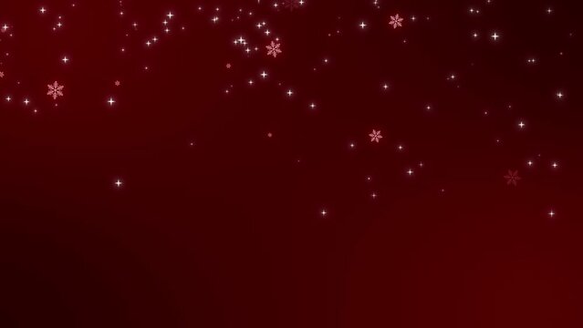 Christmas background with falling snowflakes and stars seamless loop animation