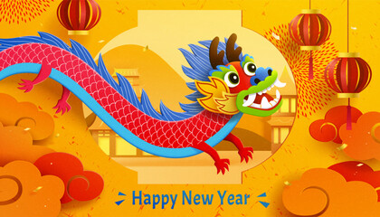 Paper art CNY greeting card