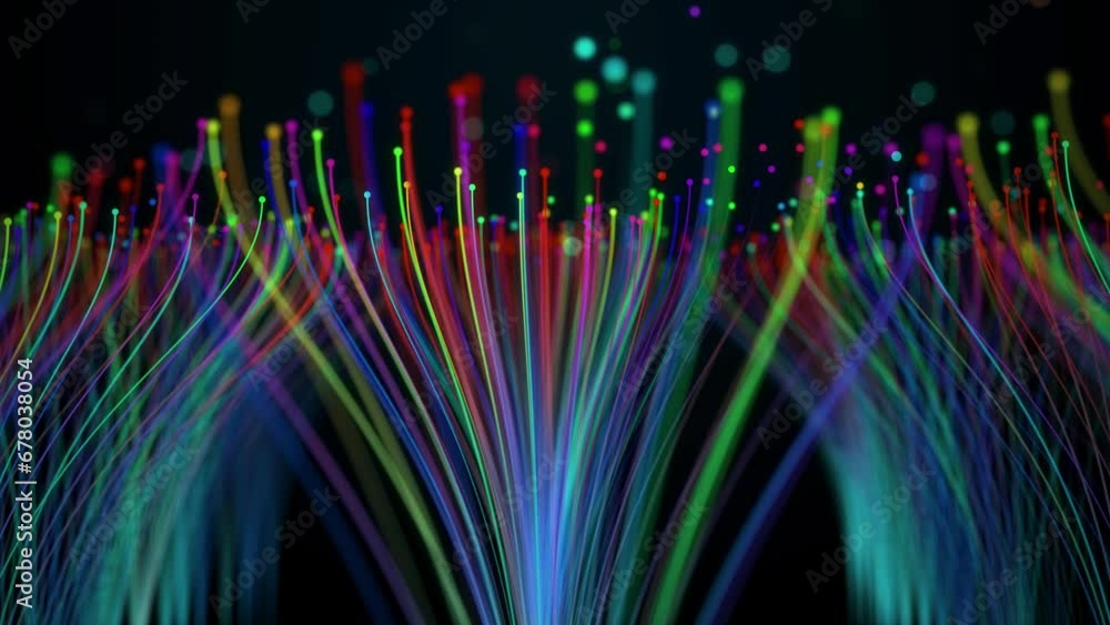 Poster abstract futuristic motion digital art emerald green colorful shiny selected focus cluster dots and 