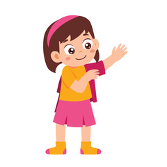 Little Kid wearing clothes getring dressed daily routine Activity. Little Girl dressing. Children discipline preparing fashion. Isolated Element Objects. Flat Style Icon Vector Illustration