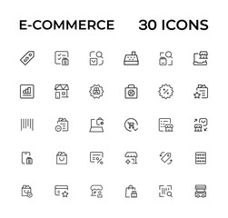 E-commerce, online shopping and delivery elements - minimal thin line web icon set. Outline icons collection. Simple vector illustration.