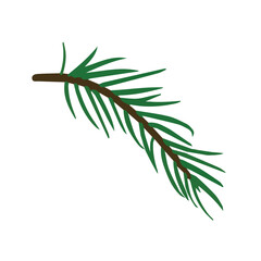 Spruce branch, isolated realistic decorative tree, Merry Christmas decor, pine illustration, fir tree design.