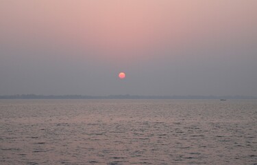 sunset at sundarban. sundarbans is a natural region comprising southern Bangladesh and a part in the Indian state of West Bengal.