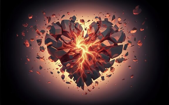 a poignant image of a shining heart surrounded by fragmented and broken hearts