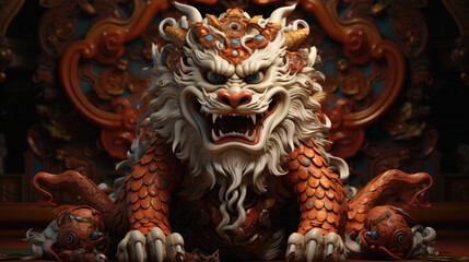 Fototapeta premium The 3D majestic Chinese dragon totem, Chinese zodiac signs