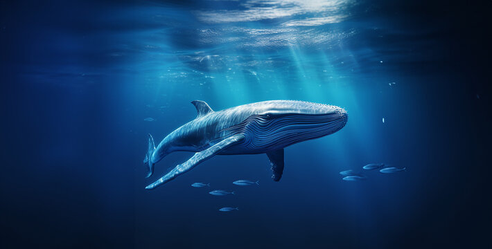 an image of a massive blue whale swimming