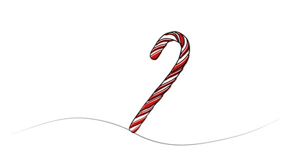 continuous drawing of a candy with one line. New Year handwritten text, minimalistic design.