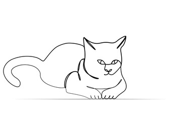 continuous one line drawing of a cat