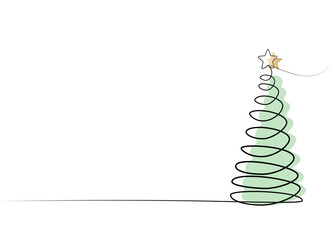 continuous drawing of a Christmas tree in one line.