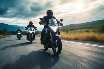 bikers on the road, AI generated